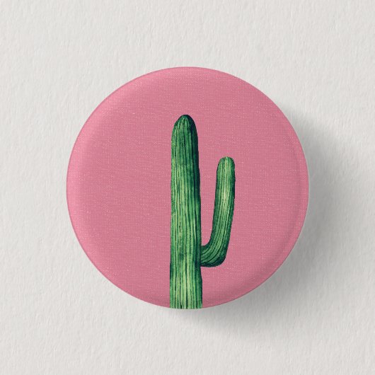 Cactus op roze. Groene cacti. Botanische waterverf Ronde Button 3,2 Cm (Voorkant)