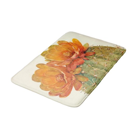 Cactus Oranje bloesems Badmat (Gekanteld)