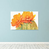 Cactus Oranje bloesems Canvas Afdruk (Insitu (Houten vloer))