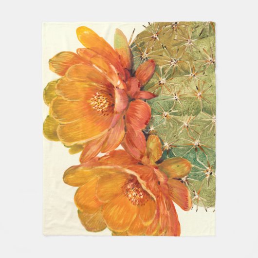 Cactus Oranje bloesems Fleece Deken (Voorkant)