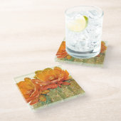 Cactus Oranje bloesems Glazen Onderzetter (Schuin)