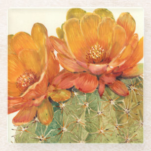 Cactus Oranje bloesems Glazen Onderzetter