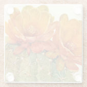 Cactus Oranje bloesems Glazen Onderzetter (Achterkant)