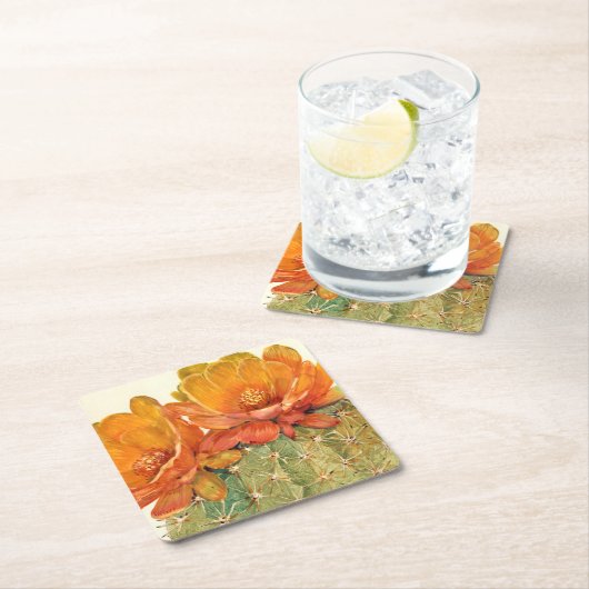 Cactus Oranje bloesems Kartonnen Onderzetters (Insitu)