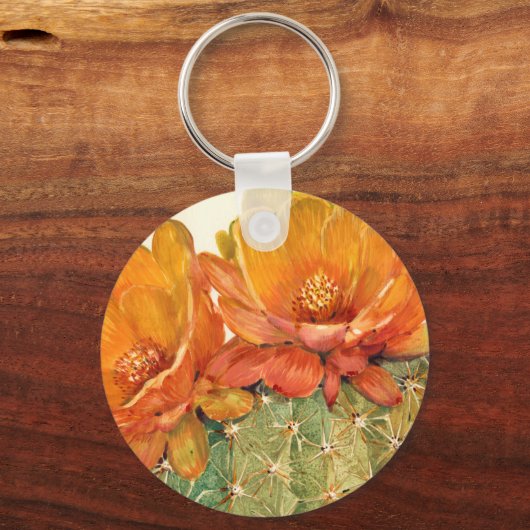 Cactus Oranje bloesems Sleutelhanger (Voorkant)