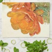 Cactus Oranje bloesems Theedoek (Gevouwen)