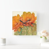 Cactus Oranje bloesems Vierkante Klok (Huis)