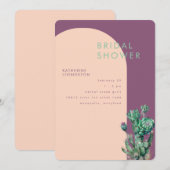 Cactus Orchidee & Blush Geometrisch Vrijgezellenfe Kaart (Voorkant / Achterkant)
