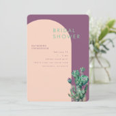 Cactus Orchidee & Blush Geometrisch Vrijgezellenfe Kaart (Staand voorkant)