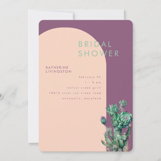 Cactus Orchidee & Blush Geometrisch Vrijgezellenfe Kaart (Voorkant)