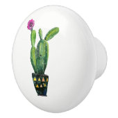 Cactus Paarse Bloem Boho Landelijk Zuidwesters Keramische Knop (Rechts)