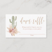 Cactus pampas boho baby shower luier loterij kaart (Voorkant)
