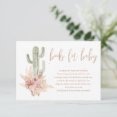 Cactus pampas boho bohemian boeken voor baby showe informatiekaartje (Staand voorkant)