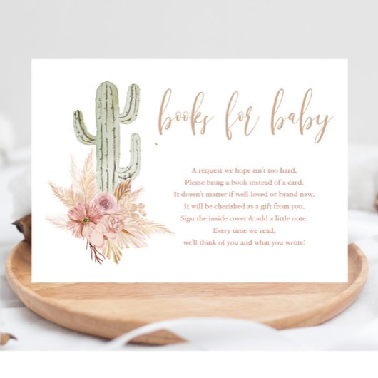 Cactus pampas boho bohemian boeken voor baby showe informatiekaartje