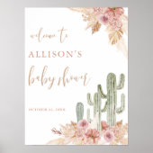 Cactus pampas gras boho baby shower welkomstbord poster (Voorkant)