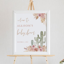 Cactus pampas gras boho baby shower welkomstbord