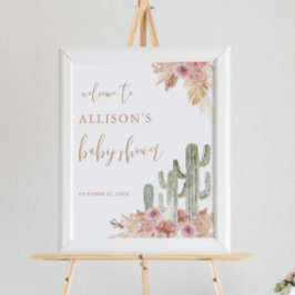 Cactus pampas gras boho baby shower welkomstbord poster