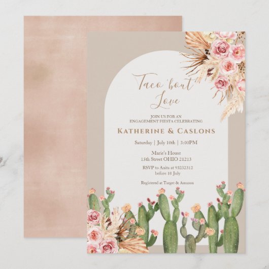 Cactus Pampas Grass Taco Bout Love Verloving  Kaart (Voorkant / Achterkant)