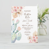 Cactus Pampas Muted Tones Nuestra Boda Invitation Kaart (Staand voorkant)
