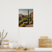 Cactus Panoramisch woestijnlandschap Poster (Keuken)