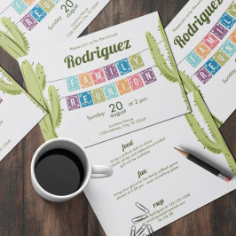 Cactus & Papel Picado Garland Texas Family Reunion Kaart