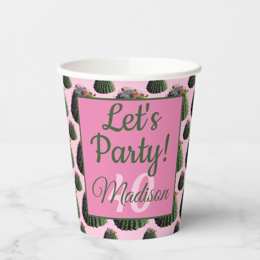 Cactus Paper Cups - Optionele personalisatie Papieren Bekers (Links)