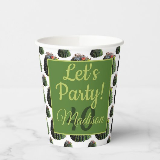 Cactus Paper Cups - Optionele personalisatie Papieren Bekers (Links)