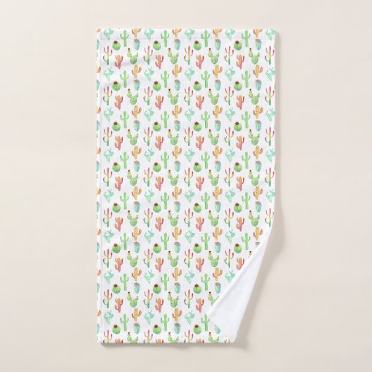 Cactus Pastel Waterverf Patroon Bad Handdoek (Handdoek)