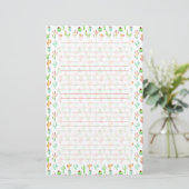 Cactus Pastel Waterverf Patroon Briefpapier (Staand voorkant)