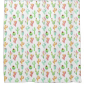 Cactus Pastel Waterverf Patroon Douchegordijn (Voorkant)