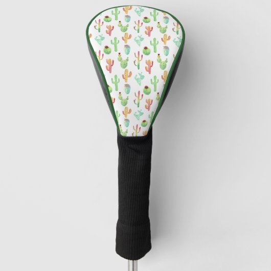 Cactus Pastel Waterverf Patroon Golfheadcover (Voorkant)
