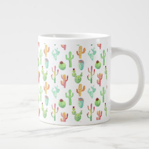 Cactus Pastel Waterverf Patroon Grote Koffiekop