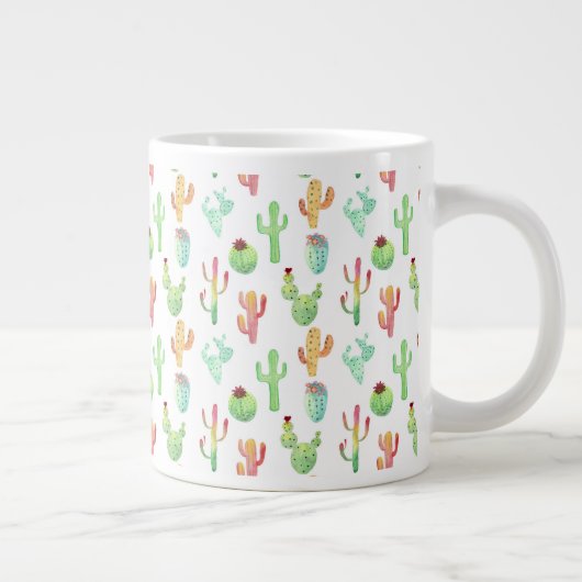 Cactus Pastel Waterverf Patroon Grote Koffiekop (Rechts)