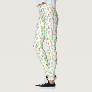 Cactus Pastel Waterverf Patroon Leggings