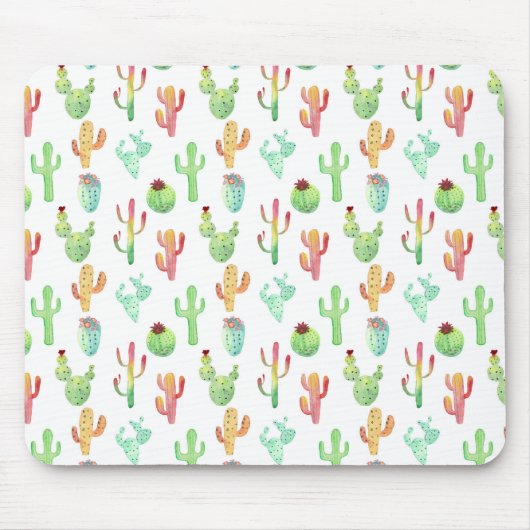 Cactus Pastel Waterverf Patroon Muismat (Voorkant)