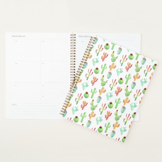 Cactus Pastel Waterverf Patroon Planner (Display)