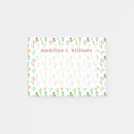 Cactus Pastel Waterverf Patroon Post-it® Notes (Voorkant)