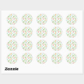 Cactus Pastel Waterverf Patroon Ronde Sticker (Vel)