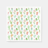 Cactus Pastel Waterverf Patroon Servetten (Voorkant)