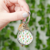 Cactus Pastel Waterverf Patroon Sleutelhanger (Hand)