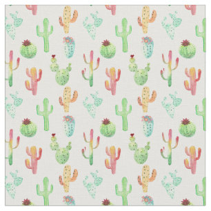 Cactus Pastel Waterverf Patroon Stof