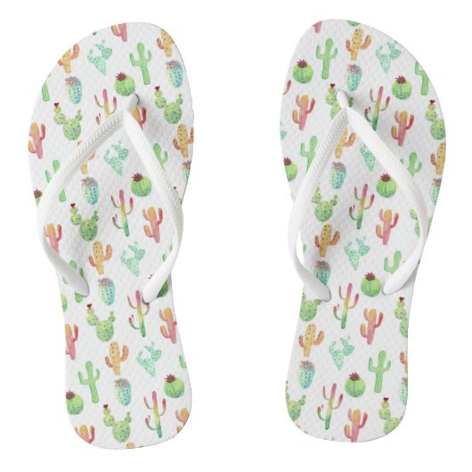 Cactus Pastel Waterverf Patroon Teenslippers (Voetbed)
