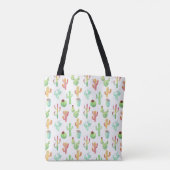Cactus Pastel Waterverf Patroon Tote Bag (Achterkant)