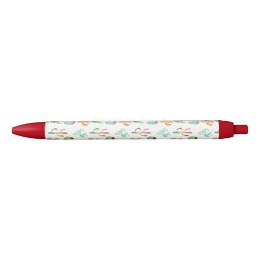 Cactus Pastel Waterverf Patroon Zwarte Inkt Pen (Voorkant)