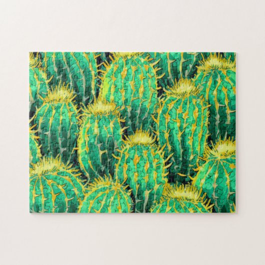 Cactus Patroon 3 Gemakkelijk Brein Art Puzzel Foto Legpuzzel (Horizontaal)