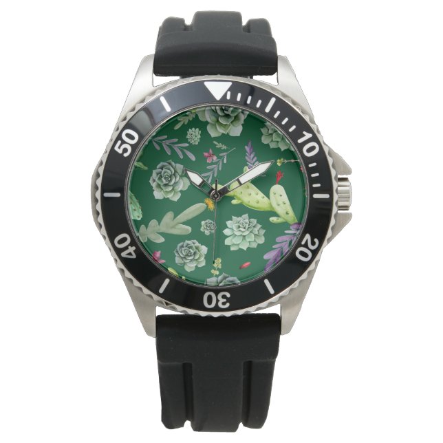 Cactus Patroon 3 Horloge (Voorkant)