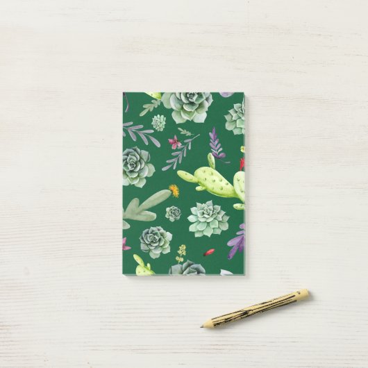 Cactus Patroon 3 Post-it® Notes (Op bureau)