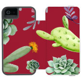 Cactus Patroon 4 Incipio iPhone Portemonnee Hoesje (Agenda Open)