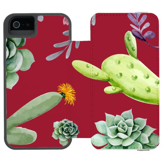 Cactus Patroon 4 Incipio iPhone Portemonnee Hoesje (Agenda Open)