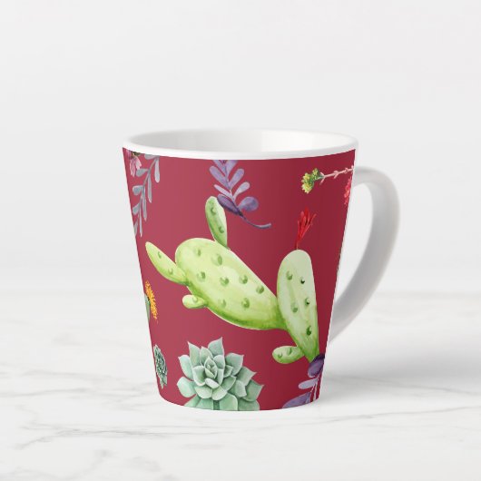 Cactus Patroon 4 Latte Mok (Rechterhoek)